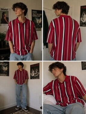 90's Vintage Mens Puritan 2XL Mens Short Sleeve Stripe Polo Shirt